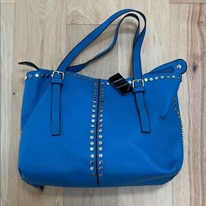 Vintage Wilsons Leather Y2K Tristen Bright Blue Silver Studded Leather Tote NWT